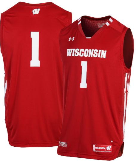Under Armour Men's Wisconsin Badgers #1 Red Replica Basketball Jersey - Walmart.com - Walmart.com
