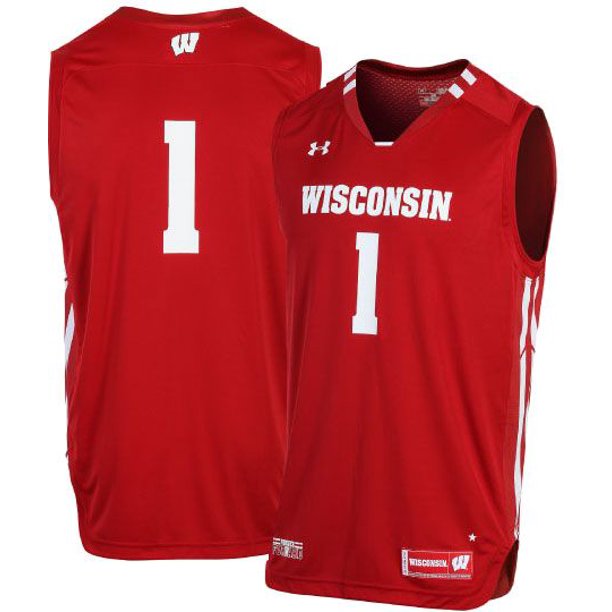 Under Armour Men's Wisconsin Badgers 1 Red Replica Basketball Jersey
