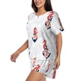 thumbnail image 2 of Lsque Sea Horse And Corals1 Women's Short-Sleeved Pajama Set - 2 Piece Soft and Lightweight Sleepwear Set-Medium, 2 of 9