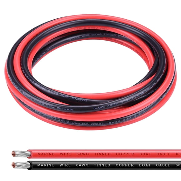 Cable eléctrico iGreely de cobre estañado de 6 AWG, calibre 6