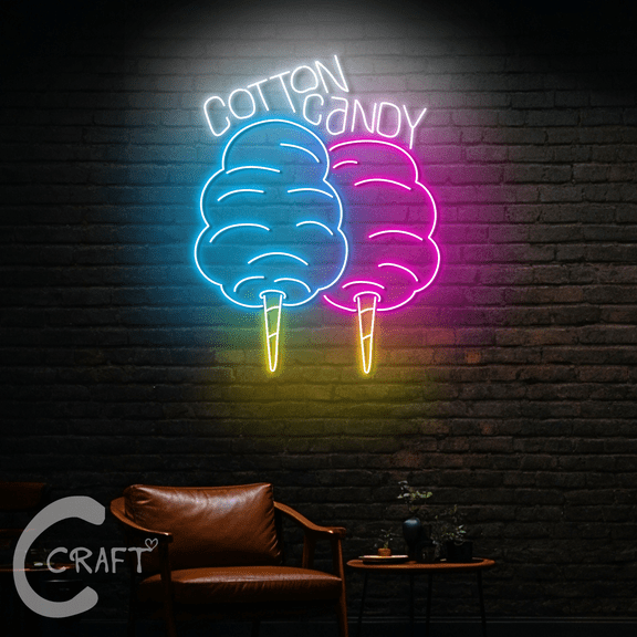 C-CRAFT Cotton Candy Neon Led Lights 20 inch for Cotton Candy Shop Decor