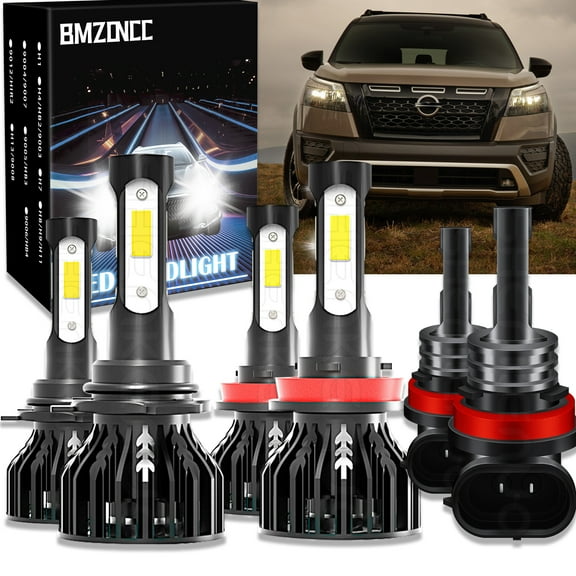 BMZONCC For Nissan Pathfinder 2013 2014 2015 2016 LED Headlight HI/Low  Fog Light Kit 6pcs