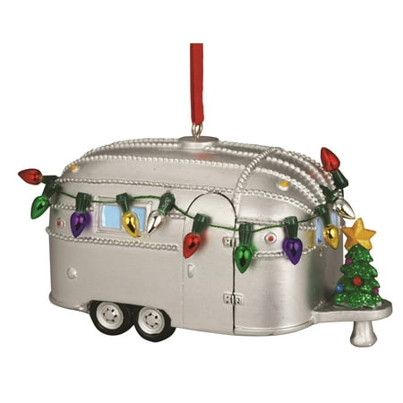 Light Up Silver Camper with Tree Christmas Holiday