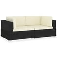 thumbnail image 5 of vidaXL 2 Piece Patio Sofa Set with Cushions Poly Rattan Black, 5 of 6