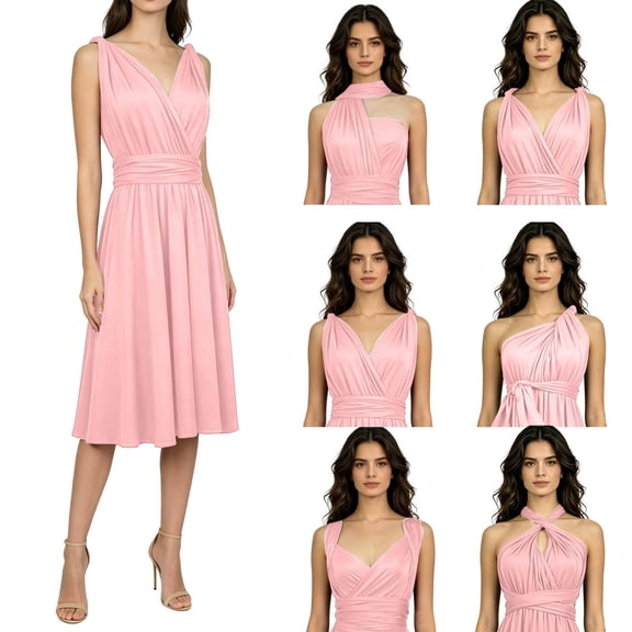 Women's Multi-Way Convertible Backless Dress with Tie Detail â Versatile Sleeveless Dress for Party, Clubwear & Summer Outings â Infinity Style Short Dress (S-XL)