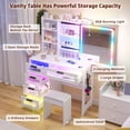 thumbnail image 4 of Gurexl Vanity Desk with Sliding Mirror and LED Lights, RGB Vanitys with Charging Station, Makeup Vanity with Remote Control, White Dresser with Stool/Lager Drawers for Bedroom (White), 4 of 8