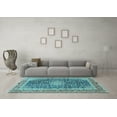 thumbnail image 3 of Ahgly Company Indoor Square Medallion Light Blue Traditional Area Rugs, 4' Square, 3 of 4