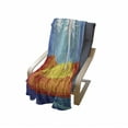 thumbnail image 4 of Burnt Orange Soft Flannel Fleece Blanket, Contemporary Motley Stained Distressed Tropic Beach with Palms Graphic, Cozy Plush for Indoor and Outdoor Use, 70" x 90", Orange Blue White, by Ambesonne, 4 of 6