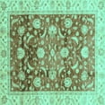 thumbnail image 1 of Ahgly Company Indoor Square Oriental Turquoise Blue Traditional Area Rugs, 7' Square, 1 of 4