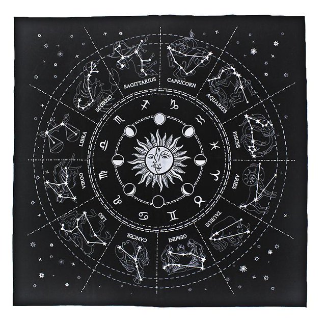 Mantel de altar, cartas del tarot, servilletas de mesa, suministros de brujería, mantel, círculo del zodíaco, signos del horóscopo