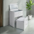 thumbnail image 2 of Picket House Furnishings Aurora Mini Dressing Table with Stool, LED and USB in Glossy White, 2 of 10
