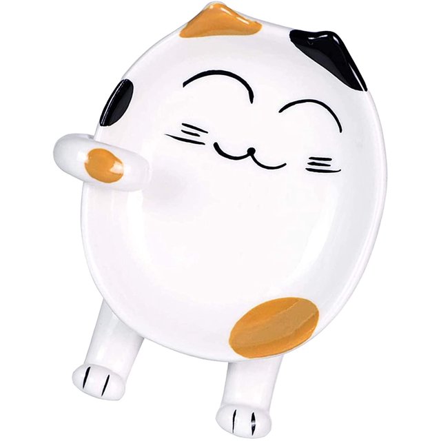 Ceramic Spoon Rest for Kitchen - Spoon Holder for Stove Top, Cute Kitty Shape, Multifunctional Kitchen Utensil Holder, Kitchen Decoration (Yellow)