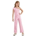 thumbnail image 3 of Raenseen Kids Girls Sparkly Sequin Jumpsuit One Shoulder Formal Romper Party Prom Long Pants Outfits Pink 8, 3 of 7