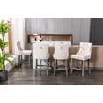 thumbnail image 2 of Set of 2 Bar Stools, Velvet Upholstered Counter Height Chairs with Wooden Legs & Chrome Nailhead Trim, Button Tufted Leisure Bar Chairs Dining Chairs for Home Bar Kitchen Dining Room, Beige, 2 of 7