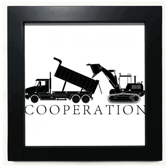 Coopérative de Transport de Sédiments Camions Noir Carré Cadre Photo Mur Table