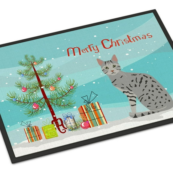 Carolines Treasures CK4766MAT Egyptian Mau Cat Merry Christmas Door Mat Indoor Rug or Outdoor Welcome Mat 18x27 Doormat