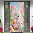 thumbnail image 5 of KOYPTL Welcome Spring Door Cover 71x35",Bunny & Eggs Door Banner Decorations Flowers Front Door Cover Seasonal Spring Porch Sign Photo Background for Easter Holiday Indoor Outdoor Home Decor Supplies, 5 of 7