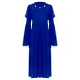 thumbnail image 3 of Yeahdor Kids Girls Renaissance Medieval Costume Long Bell Sleeves Fairy Dress Retro Princess Maxi Gown Blue 8, 3 of 6