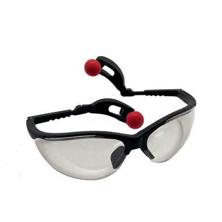 

Safety Glasses with Ear Plugs Adjustable Frame UV Ray Protection Clear Lens