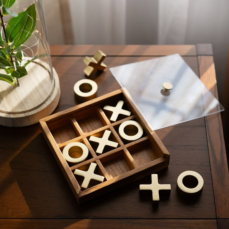 Mainstays Decorative Gold and Wood Tabletop Tic Tac Toe Game with