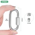 thumbnail image 3 of Conector rápido de enlace de 2 paquetes, M6 1/4" 316 acero inoxidable en forma de D, enlaces de cadena de reparación para columpios/camping/senderismo/mochila, anillo de llave de torsión [Plata], 3 of 6