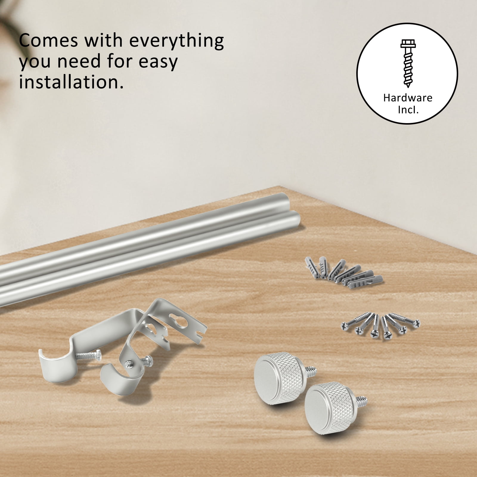 Ridicili 5/8 Inch Adjustable Single Drapery Curtain Rod Set with Rhombus Cylinder Finials, 84"-120", Pewter