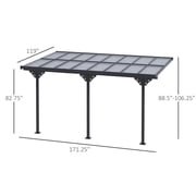 Outsunny 14.5' x 10' Transparent Wall Pergola, UV Blocking Awning, Gray