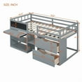 thumbnail image 4 of Twin Size Low Loft Bed with Rolling Desk, Shelf and Drawers - Gray, 4 of 10