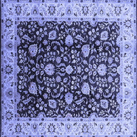 Ahgly Company Machine Washable Indoor Square Oriental Blue Industrial Area Rugs, 3' Square