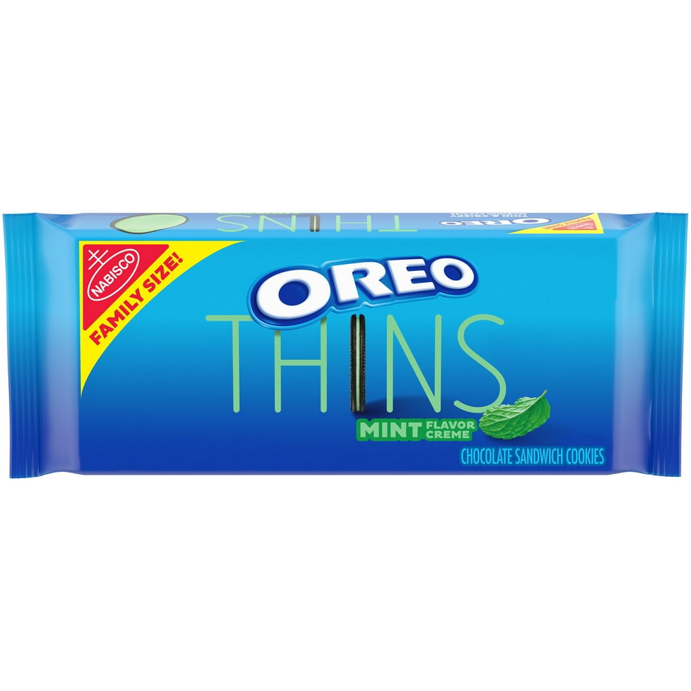 OREO Thins Mint Flavored Creme Chocolate Sandwich Cookies, Family Size