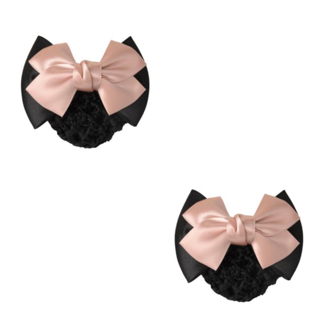 Transemion Wide Application Bow Work Hair Clips Snood Net For Stylish And Convenient Good Gifts Cloth Bowknot Hair Clip Hairnets Two Bows- light pink 2Set