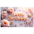 thumbnail image 3 of Pink Background Happy Birthday Banner with Peony and Butterfly Elements Party Decoration Photography Prop Backdrop for Birthday Party Supplies Celebrations Photo Booth Setup, 3 of 7