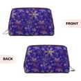thumbnail image 3 of Picia blue purple Snowflake Print Leather Makeup Bag Make Up Bag Travel Toiletry Bag for Her Girlfriend Teacher Teen Girl Gifts, 3 of 8