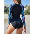 thumbnail image 6 of Women's One Piece Rashguard Swimsuit Floral Zip Front Surfing Shirt Sun Protection, 6 of 6