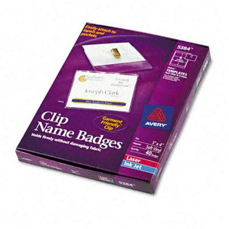 Avery 5384 Clip Style Badge Holders Top Load 3 X 4 White 48 Inserts 40 Holders Avery 5384 Name Badge Template