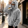 thumbnail image 6 of Gray Outfit for Man Fall Winter Long Sleeve Lounge Warm Fuzzy Basic Jackets Hoods Outfit Sweatshirts Man Zip Up 2026 S, 6 of 7