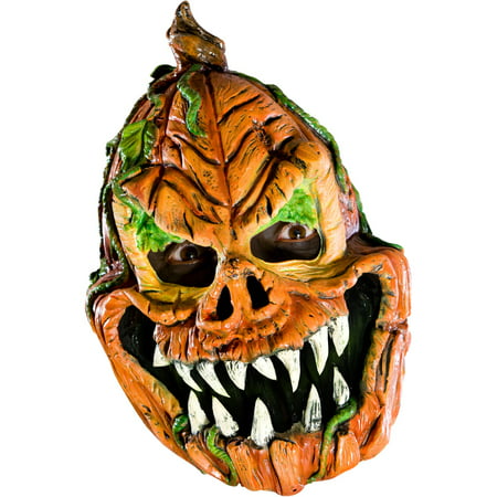 Adult's Psycho Scary Evil Pumpkin Vinyl Costume Mask