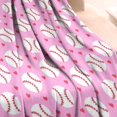 thumbnail image 3 of Pink Baseballs Pattern Blanket,Comfortable Soft Lamb Wool Throw Blanket,All Season,Warm Lightweight Blankets for Sofa Bed Couch Living Room Chair,30"x40", 3 of 4