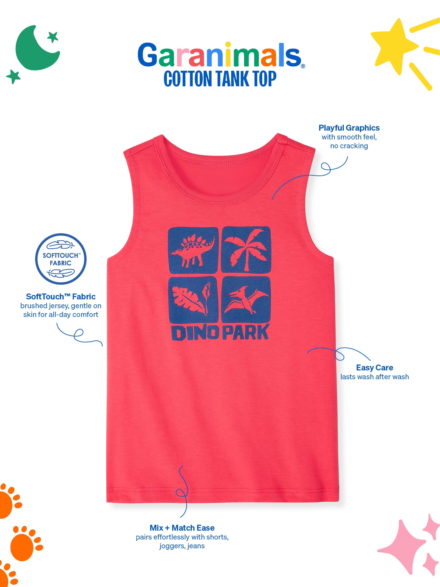 Garanimals Newborn, Baby & Toddler Boy Cotton Graphic Tank Top, Sizes 0-6T