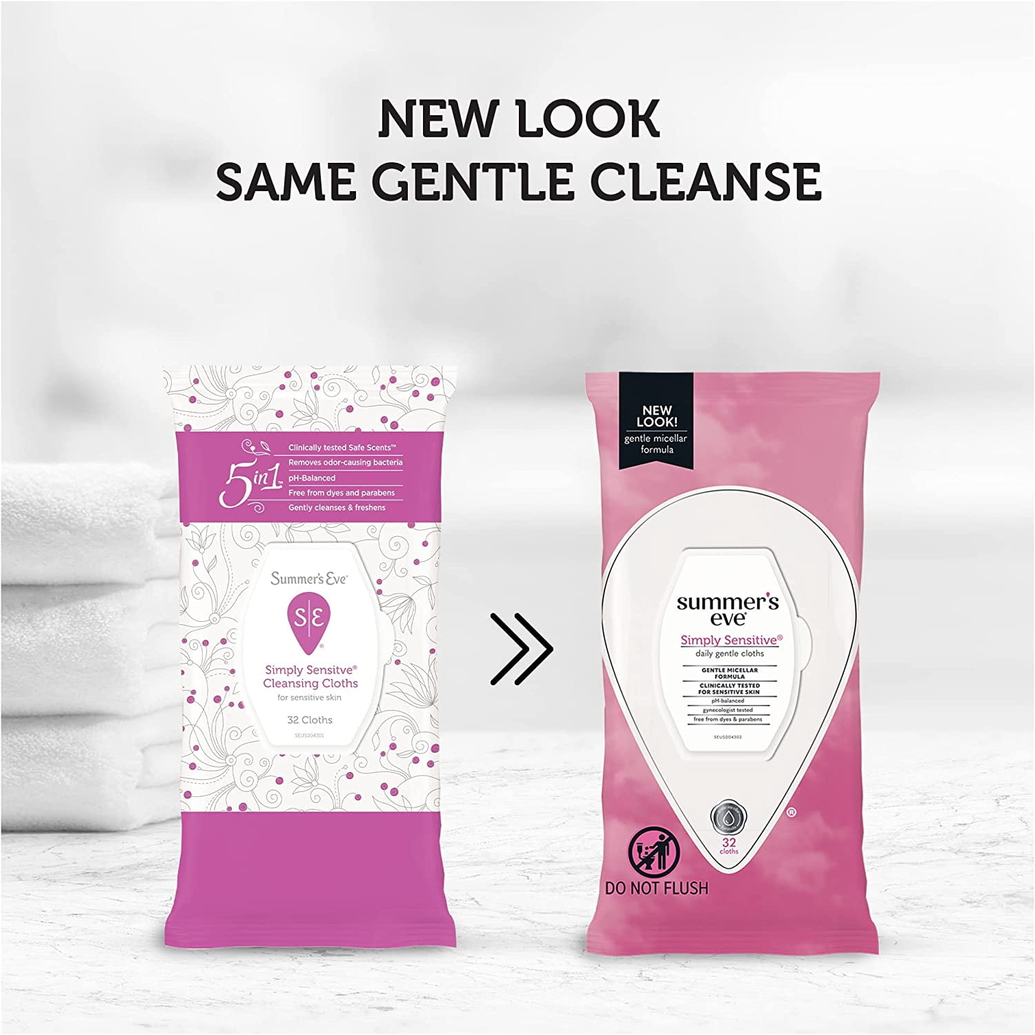 Summer’s Eve Simply Sensitive Daily Gentle Feminine Wipes, pH Balanced, 32 count, 4 Pack