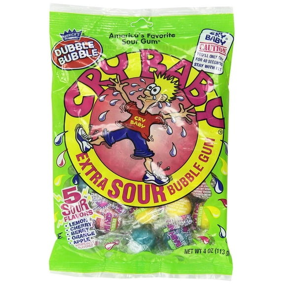 Cry Baby Extra Sour Bubble Gum, 4.0 Ounce (Pack of 3)