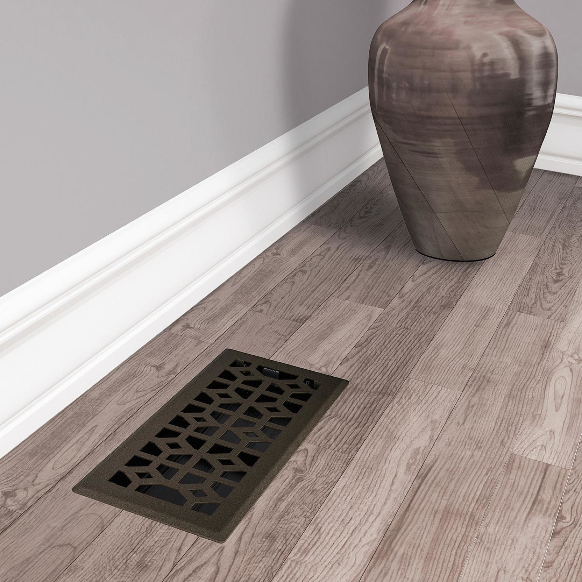 Imperial Templar Floor Register Traditional - Adjustable Steel, Bronze Age - 4 x 10 In.