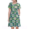 thumbnail image 1 of Easygdp Lemon and Leaves para Vestido Transpirable de Mujer, Vestido Suelto de Manga Corta con Pliegues y Bolsillos para el Verano, 1 of 1