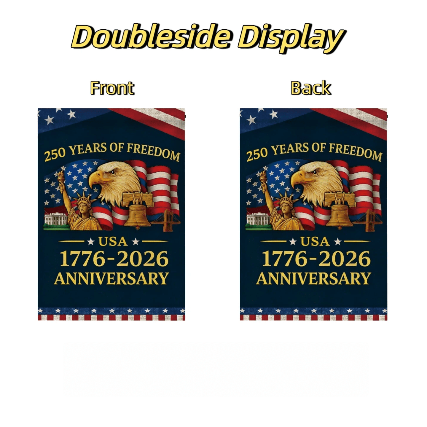 250 America Anniversary Flag 1776-2026 Patriotic Garden Flags for Yard Decorations Double Sided Linen 30x45cm