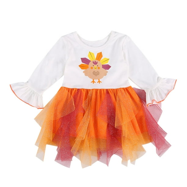 Hujukuludusu Toddler Baby Girls Thanksgiving Dress One Piece Long Sleeve Patchwork Dress Walmart Com Walmart Com
