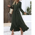 thumbnail image 3 of FreshPretty Womens Boho Cocktail Maxi Dress Fall Fashion V Neck Long Sleeve Swiss Dot Flowy Slit Wedding Guest Dresses, 3 of 6