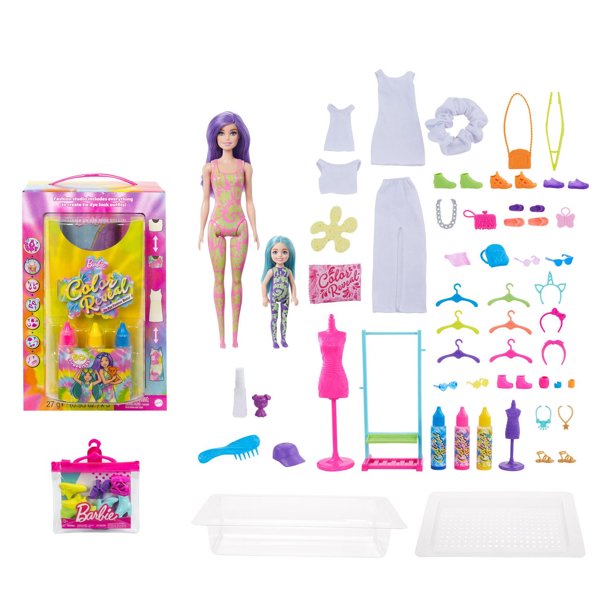 Barbie Bundle - Doll Color Reveal Gift Set, Tie-Dye Fashion Maker with ...