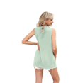 thumbnail image 3 of Womens Ruffle Neck Tank Tops Shirred Frill Dot Sleeveless Blouse Shirts Bean green XL, 3 of 8