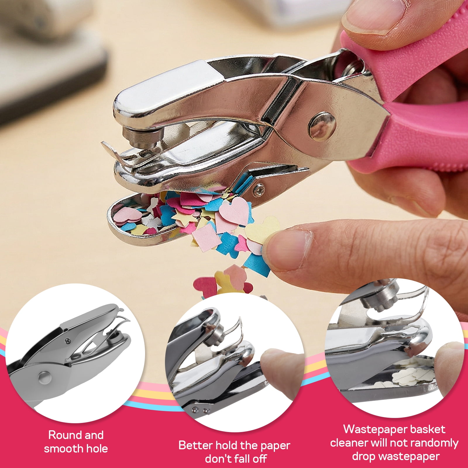 TMWEFUSC Craft Paper Hole Punch Ergonomic Silicone Grip Stainless Steel 8 Pack