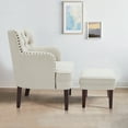 thumbnail image 5 of Accent Chair with Ottoman, Button Tufted Armchair for Bedroom Living Room(Beige), 5 of 7